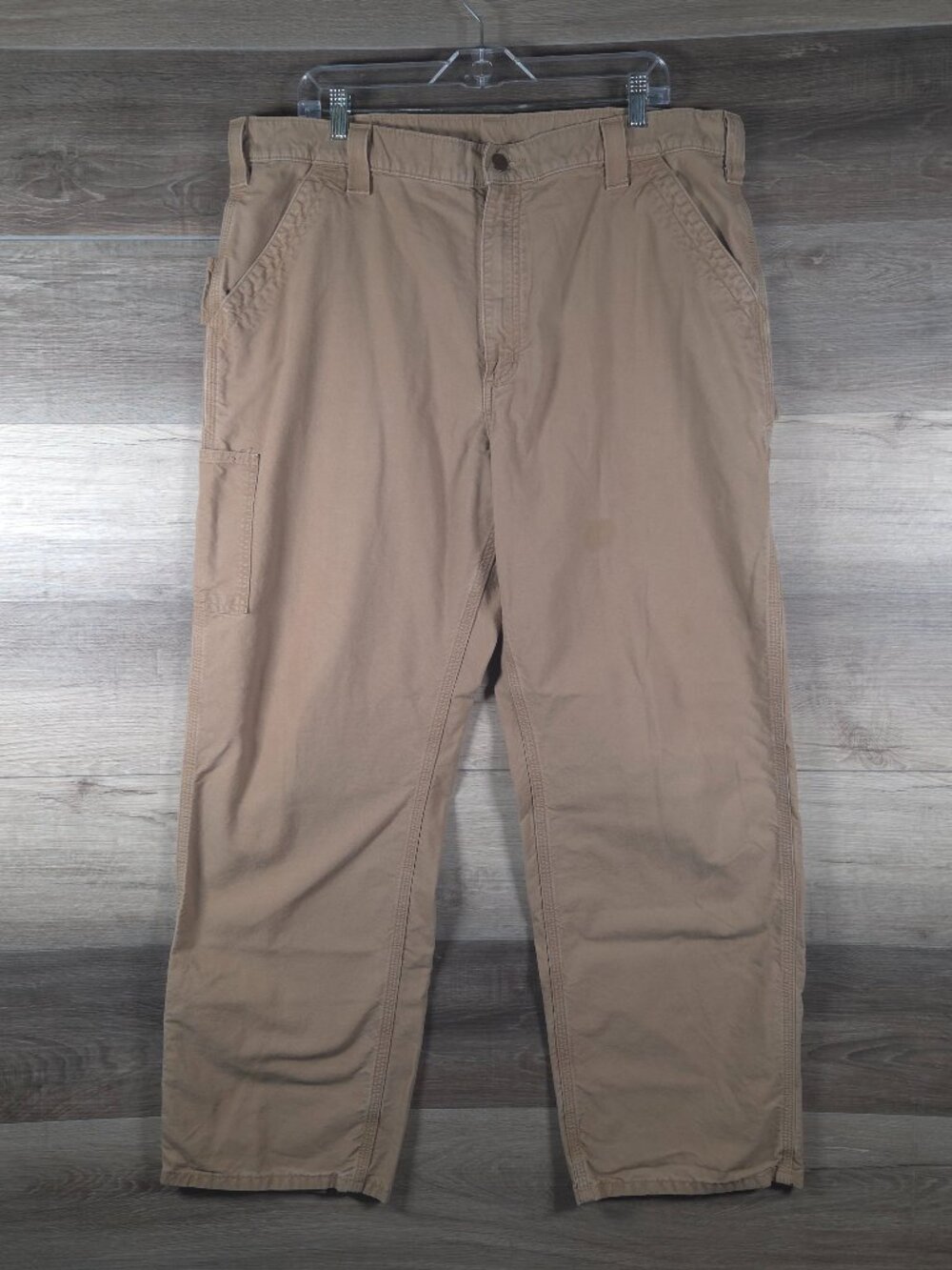 Carhartt Brown Khaki Carpenter Work Pants Men's Size 40x32 Utility Relaxed Fit